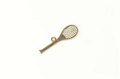 14K Yellow Gold Two Tone Pearl Tennis Racket Raquet Ball Charm/Pendant