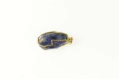14K Yellow Gold Sodalite Wire Wrapped Calmn Peace Stone Charm/Pendant