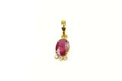 18K Yellow Gold 1.36 Ctw Natural Ruby Diamond Accent Pendant