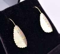 Lavish Leaf Earrings in 14K Tri-Color Gold