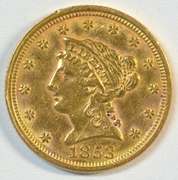 Super Choice 1853 US $2.50 Liberty Gold Piece
