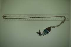 Sterling Turquoise Large Fish Pendant With Chain