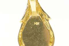 14K Yellow Gold Syn. Black Opal Inlay Ornate Statement Pendant