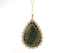 Pear Shaped Green Agate Pendant Necklace in 10K