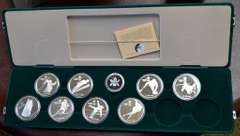 1985-1987 Canada Olympic Sterling Silver Coin Set. 8 Coins Total.