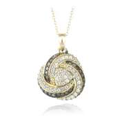 Gold Tone over Sterling Silver 1/4ct Champagne Diamond & White Topaz Love Knot Necklace