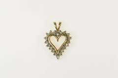 14K Yellow Gold Heart Diamond Love Symbol Valentine Pendant