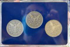 Morgan Silver Dollar Decade Set 3 Coins Total, Circulated.