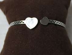 Stainless Steel Silver Color Heart Bracelet