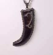 Gorgeous Horn and Diamond Pendant with Beaded Labradorite Necklace in Rhodium Plated Sterling Silver