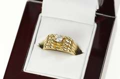 14K Yellow Gold 0.35 Ct Unique Diamond Solitaire Engagement Ring