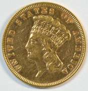 Rare Prooflike near Mint 1888 US $3 Gold Piece
