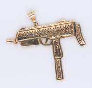 Yellow Gold Cubic Zirconia Machine Gun Pendant