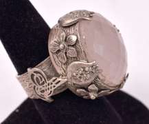Ravishing 11.78CTS Rose Quartz Ring in Sterling Silver