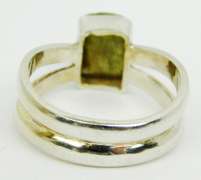 Sterling Ring with Green Labradorite, Size 7.5