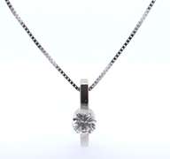 Dazzling Italian White Gold RBC Diamond Pendant on Chain