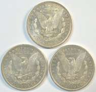 3 Real flashy-white 1881-O Morgan Silver Dollars