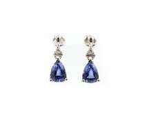 Set of Trillion Tanzanite Earrings and Necklace with Diamonds in 10K