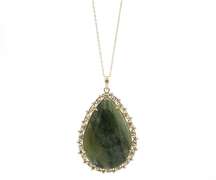 Pear Shaped Green Agate Pendant Necklace in 10K