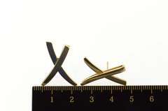 14K Yellow Gold Ornate Retro X Criss Cross Statement Earrings
