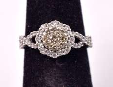 Stunning Ladies Diamond Cluster Ring in Sterling Silver