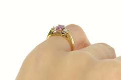 14K Yellow Gold 0.69 Ctw Pink Sapphire Diamond Engagement Ring