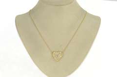 18K Yellow Gold 2.28 Ctw Pave Diamond Heart Love Chain Necklace