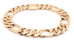 High Quality Heavy Yellow Gold Figaro Link Bracelet