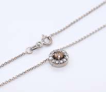 Sparkling White Gold Brown and White Diamond Pendant on Chain