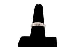 LADIES 18K WHITE GOLD DIAMOND BAND SATIN FINISH.