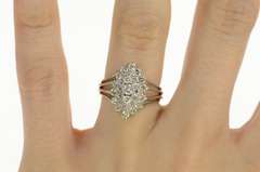 14K White Gold 0.94 Ctw Diamond Retro Cluster Statement Ring