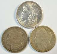 1921 P-D-S Morgan Silver Dollars. Last year of issue
