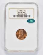 MS66 RD 1926 Lincoln Wheat Cent - CAC - Graded NGC