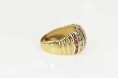 14K Yellow Gold 1.36 Ctw Natural Ruby Diamond Rounded Band Ring