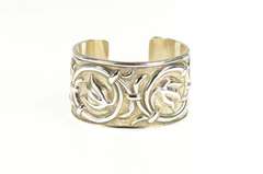 Sterling Silver Elaborate Scroll Design Floral Wide Cuff Bracelet