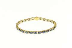 18K Yellow Gold 11.67 Ctw Natural Sapphire Diamond Tennis Bracelet