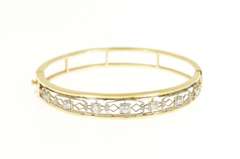 14K Yellow Gold 0.35 Ctw Art Deco Diamond Filigree Bangle Bracelet