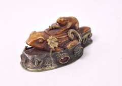 Magnificent Vintage Tiger's Eye Frog Statue in Sterling Silver