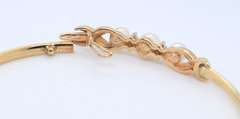 Gorgeous Yellow Gold Pearl and Diamond Accent Bangle Bracelet