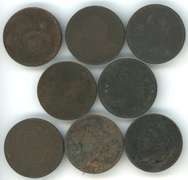 8 Dated low end US Large Cents from 1800 to 1832