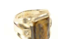Gold Filled Retro Carved Tiger's Eye Soldier Cameo CZ Ring