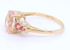 Fantastic Kunzite and Pink Tourmaline Yellow Gold Ring