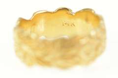 14K Yellow Gold Ornate Floral Leaf Design Statement Band Ring