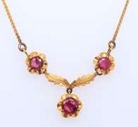Vintage 18kt Ruby Leaf Necklace