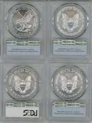 4 Diff. Flawless PCGS MS70 graded $1 American Silver Eagles