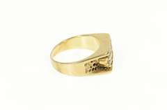 14K Yellow Gold 0.75 Ctw Retro Diamond Squared Textured Ring