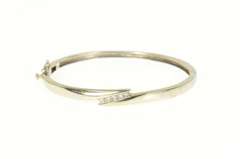 14K White Gold 0.50 Ctw Diamond Ornate Bypass Bangle Bracelet