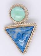 Vintage Sterling Silver Signed Turquoise Pendant