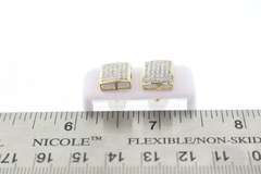 Square Cushioned Diamond Earrings with 10k Yellow Gold