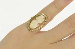 10K Yellow Gold Victorian Etched Carved Cameo Statement Ring